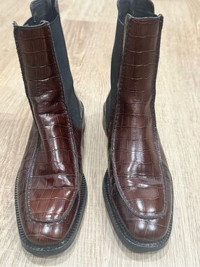 Anthropologie Pilcro Letterpress Chelsea Croc Boots Brown EU 39